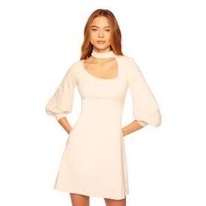 REVOLVE Susana Monaco Cream Long Sleeve Asymmetrical A-Line Mini Dress Size S